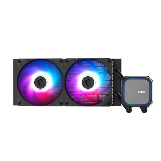 MSI MAG CORELIQUID A13 240 Liquid CPU Cooler, 240mm Radiator Size, 2x Pre-Installed Fans, 3800 RPM Pump Speed, 62.6 CFM Fan Airflow, Rifle Bearing Fan Type, Black | 306-7ZWCA11-L80